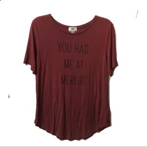 Old Navy, “You had me at Merlot”  t-shirt, sz L